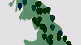 Map of Britain marked with pins to indicate the locations of Rewilding Network members