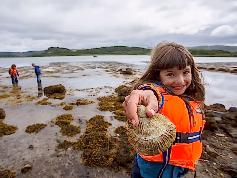 Child showing oyster as part of Seawilding's oyster reintroduction